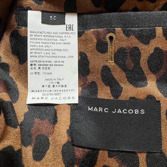 Marc Jacobs Gray Pinstripe Jacket w/ Silk Leopard Lining US 40 EU 50 L XL - Picture 7 of 7